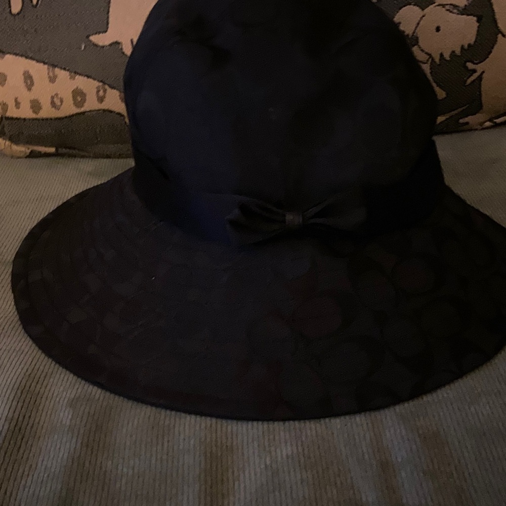 Coach Elegant Black Hat with Bow Accent